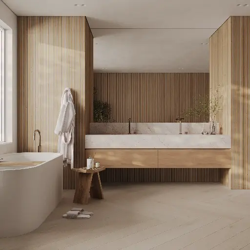 Wall Slat Panels - Pepper Oak / White